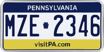 PA license plate MZE2346
