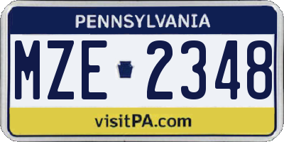 PA license plate MZE2348