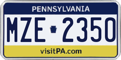 PA license plate MZE2350