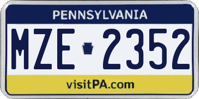 PA license plate MZE2352