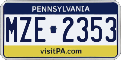 PA license plate MZE2353
