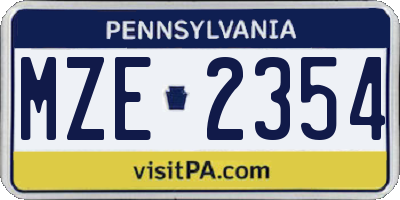 PA license plate MZE2354