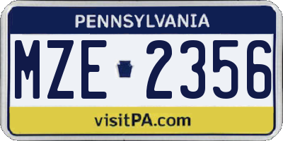 PA license plate MZE2356