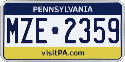PA license plate MZE2359