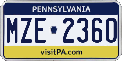 PA license plate MZE2360