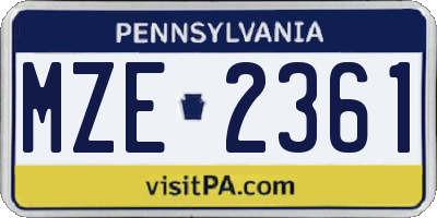 PA license plate MZE2361