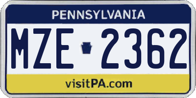 PA license plate MZE2362