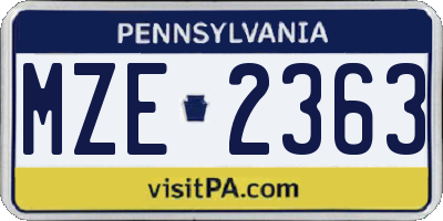 PA license plate MZE2363