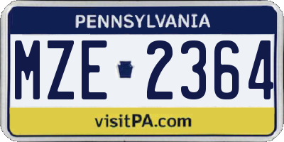 PA license plate MZE2364