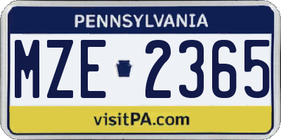 PA license plate MZE2365