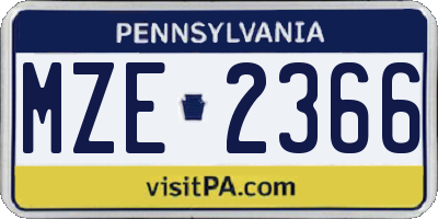 PA license plate MZE2366