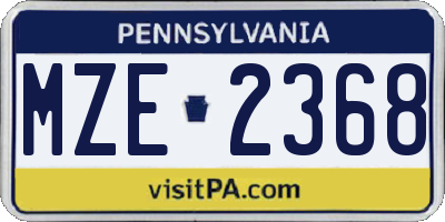 PA license plate MZE2368