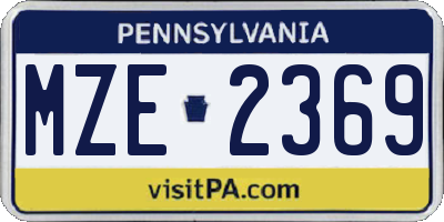 PA license plate MZE2369