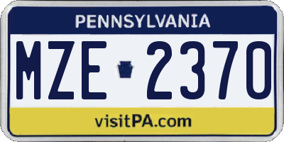 PA license plate MZE2370