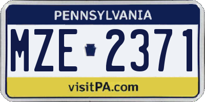 PA license plate MZE2371