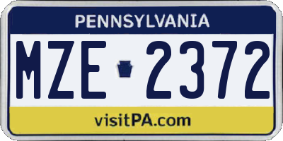 PA license plate MZE2372