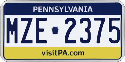 PA license plate MZE2375