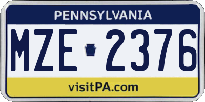 PA license plate MZE2376