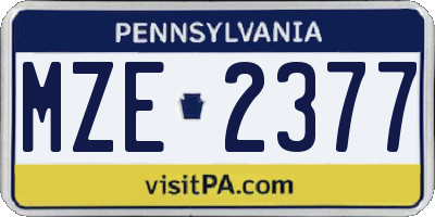 PA license plate MZE2377