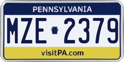 PA license plate MZE2379