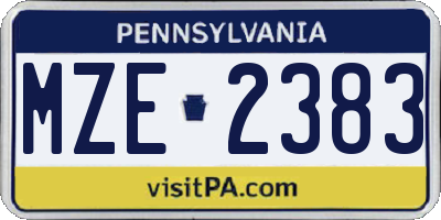 PA license plate MZE2383