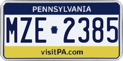 PA license plate MZE2385