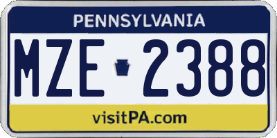 PA license plate MZE2388