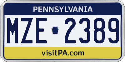 PA license plate MZE2389