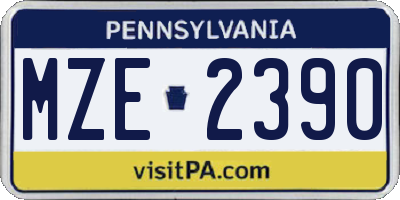 PA license plate MZE2390