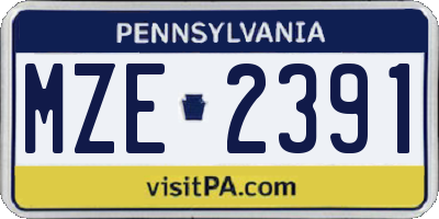 PA license plate MZE2391