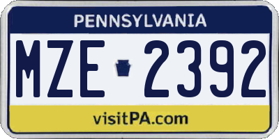PA license plate MZE2392