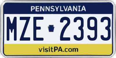 PA license plate MZE2393