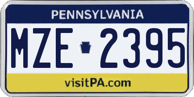 PA license plate MZE2395