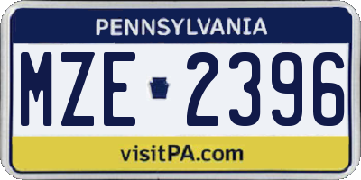 PA license plate MZE2396