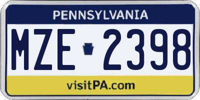 PA license plate MZE2398