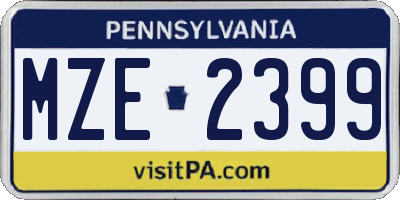 PA license plate MZE2399