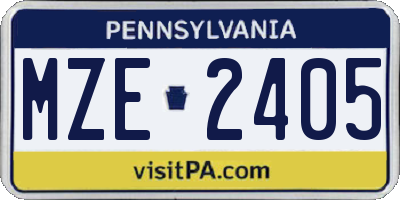 PA license plate MZE2405