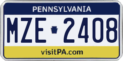 PA license plate MZE2408