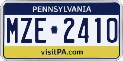 PA license plate MZE2410