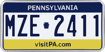 PA license plate MZE2411