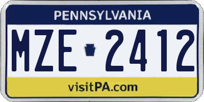 PA license plate MZE2412