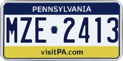 PA license plate MZE2413