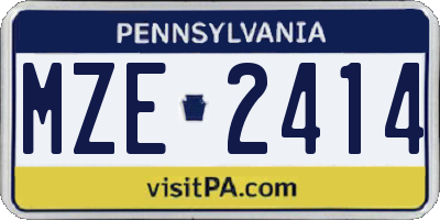 PA license plate MZE2414