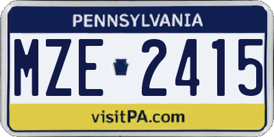 PA license plate MZE2415