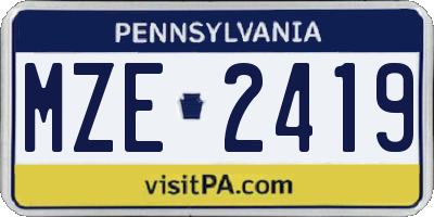 PA license plate MZE2419