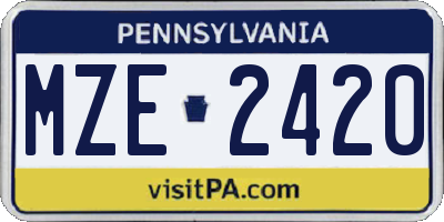 PA license plate MZE2420