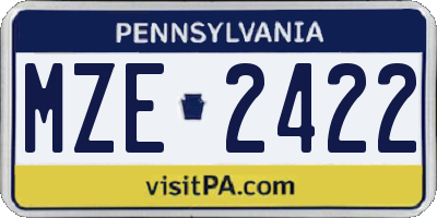 PA license plate MZE2422