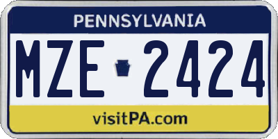 PA license plate MZE2424