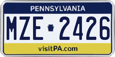 PA license plate MZE2426