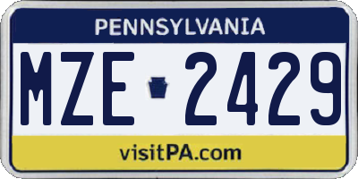 PA license plate MZE2429